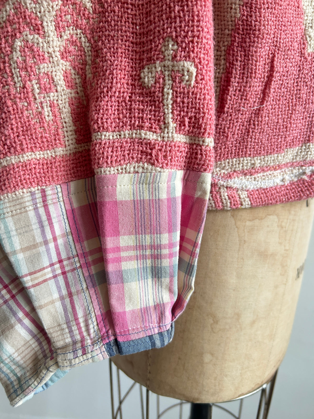 Vivianne Cropped Jacket with Upcycled Throw Blanket M/L #CVCTML7