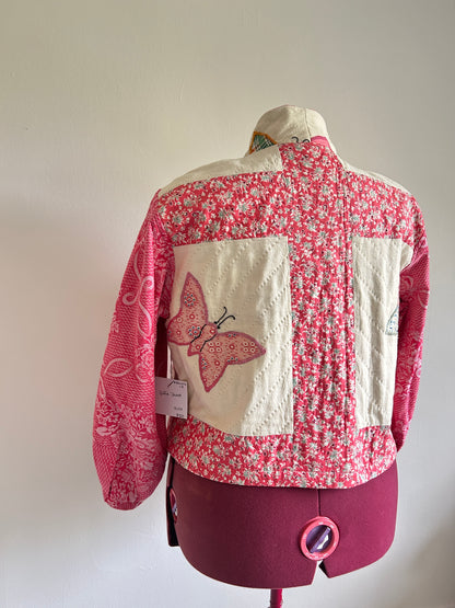 Billie Zip Up Jacket with Upcycled Vintage Butterfly Quilt Size XL/2X #BILLX2XCR1