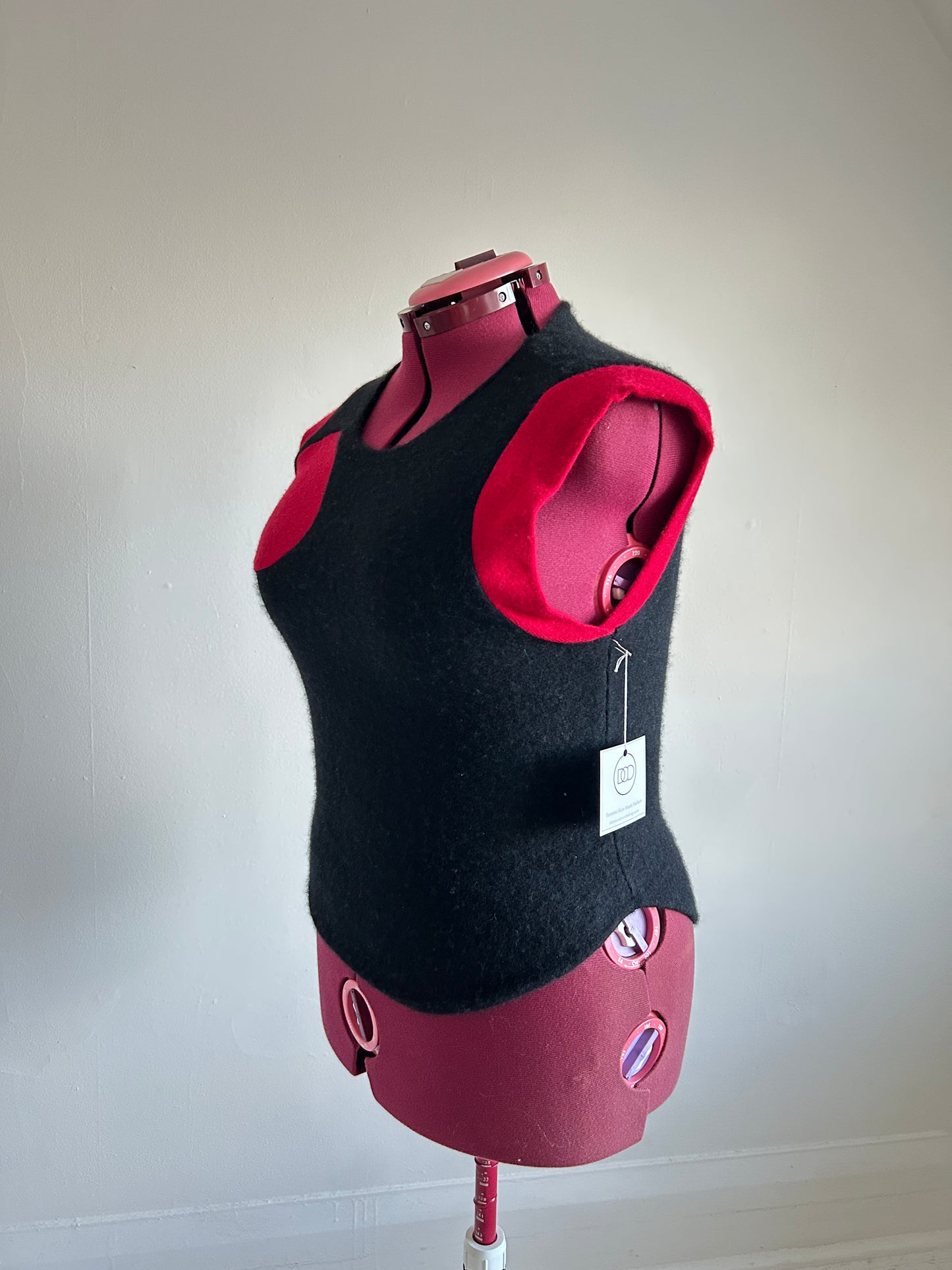 Abstract Art Patched Upcycled Cashmere Vest Size L/XL #CAVLXL24