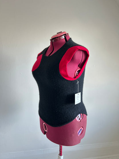 Abstract Art Patched Upcycled Cashmere Vest Size L/XL #CAVLXL24