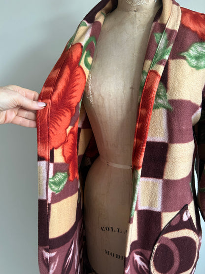 Vivianne Duster with Upcycled Lightweight Fleece Blanket Size M/L #CVDFML8