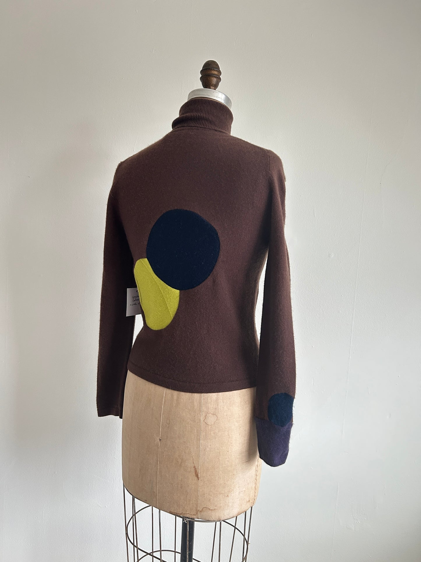 Abstract Art Patched Upcycled Cashmere Sweater S/M #CASSM10