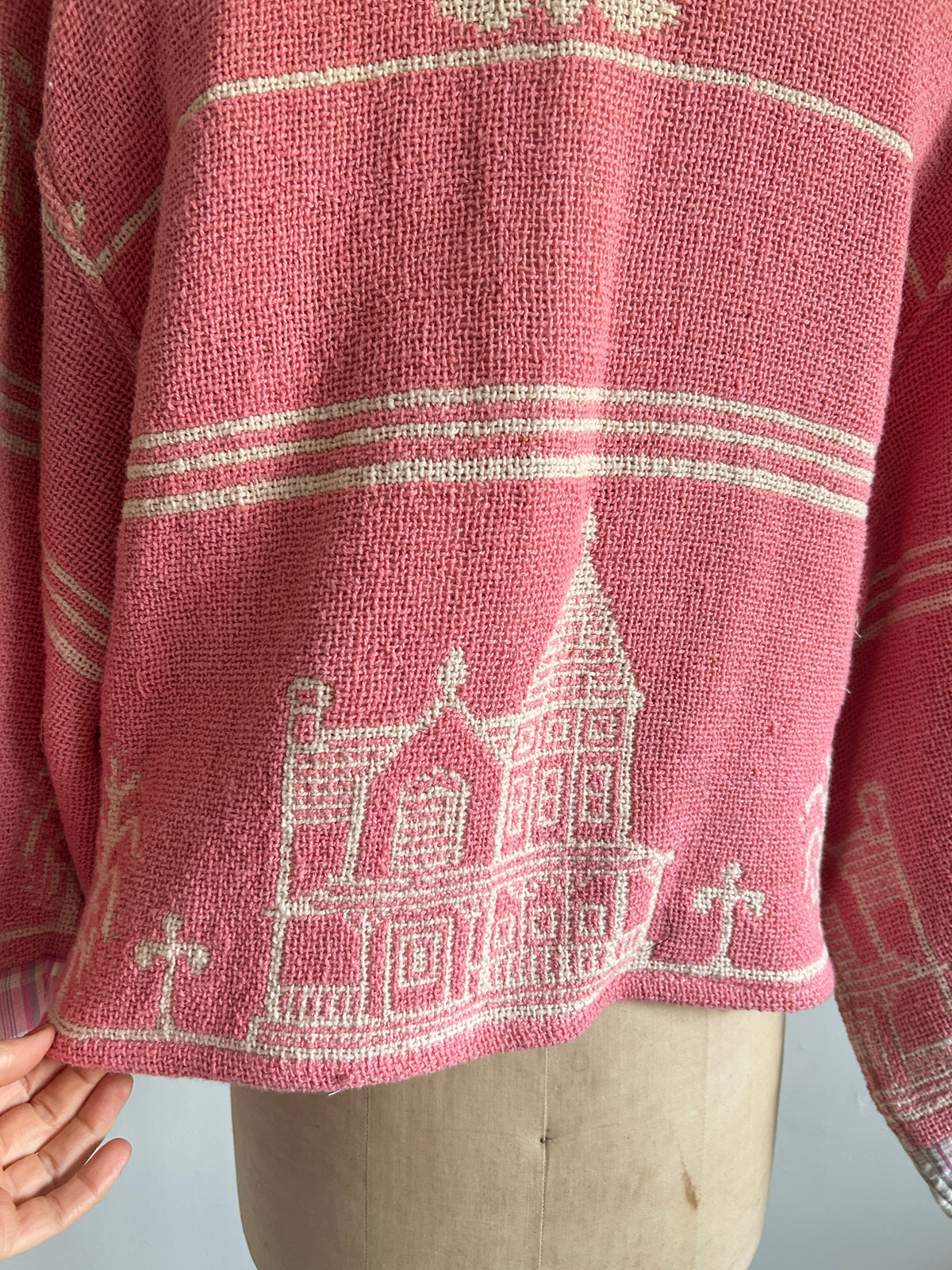 Vivianne Cropped Jacket with Upcycled Throw Blanket M/L #CVCTML7