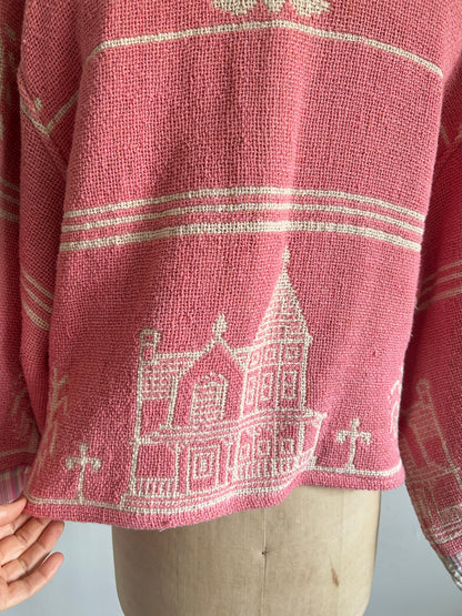 Vivianne Cropped Jacket with Upcycled Throw Blanket M/L #CVCTML7