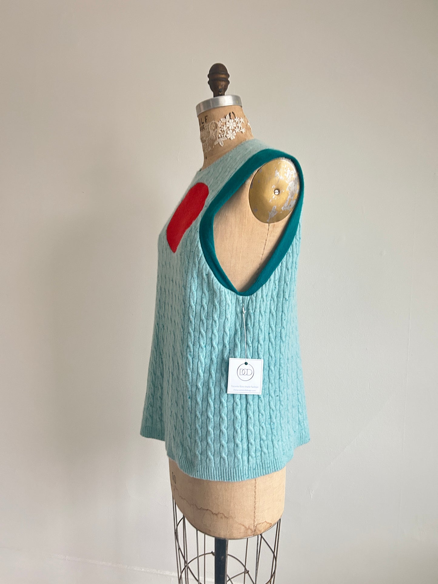 Abstract Art Patched Upcycled Cashmere Vest Size XL/2X #CAVX2X27