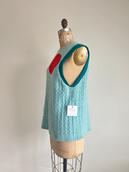 Abstract Art Patched Upcycled Cashmere Vest Size XL/2X #CAVX2X27