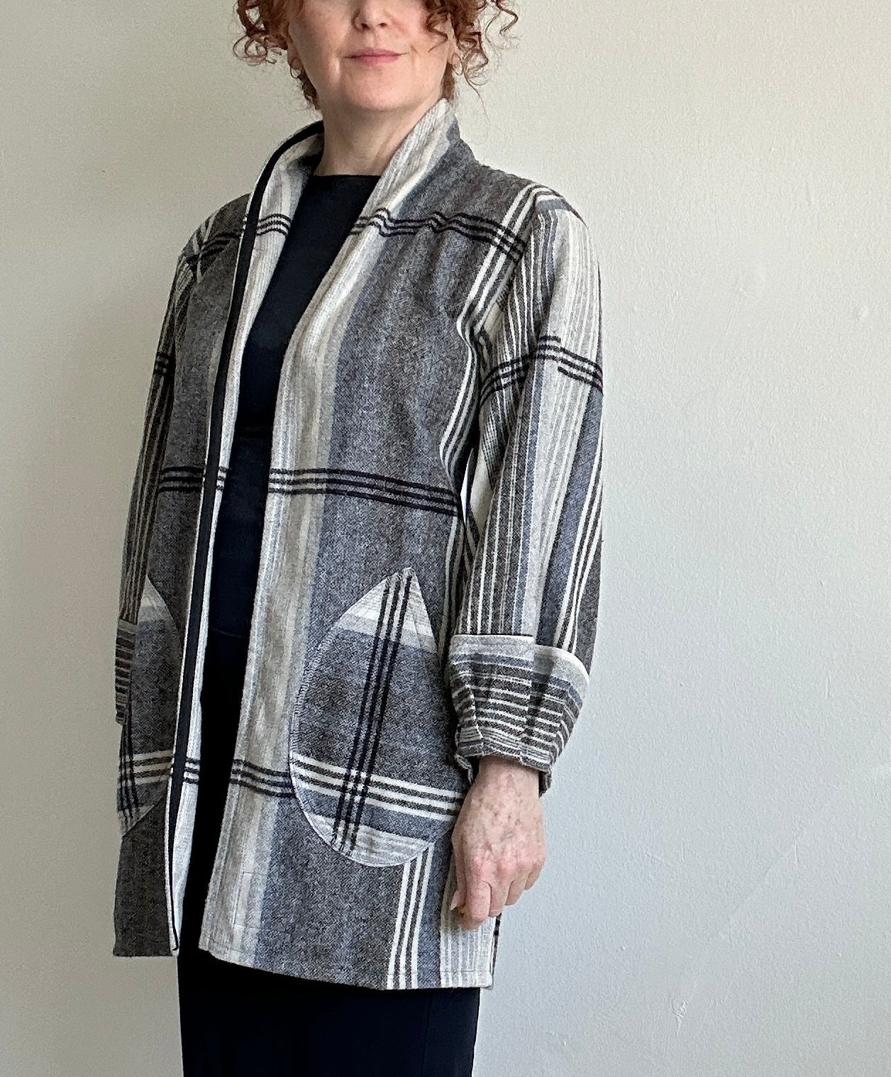 Vivianne Duster Jacket with Upcycled  Deadstock Lightweight Wool Size M/L #CVDWML105