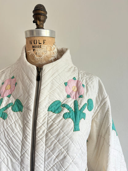 Billie Zip Up Jacket with Upcycled Vintage Quilt Size M/L #BILLMLCR6