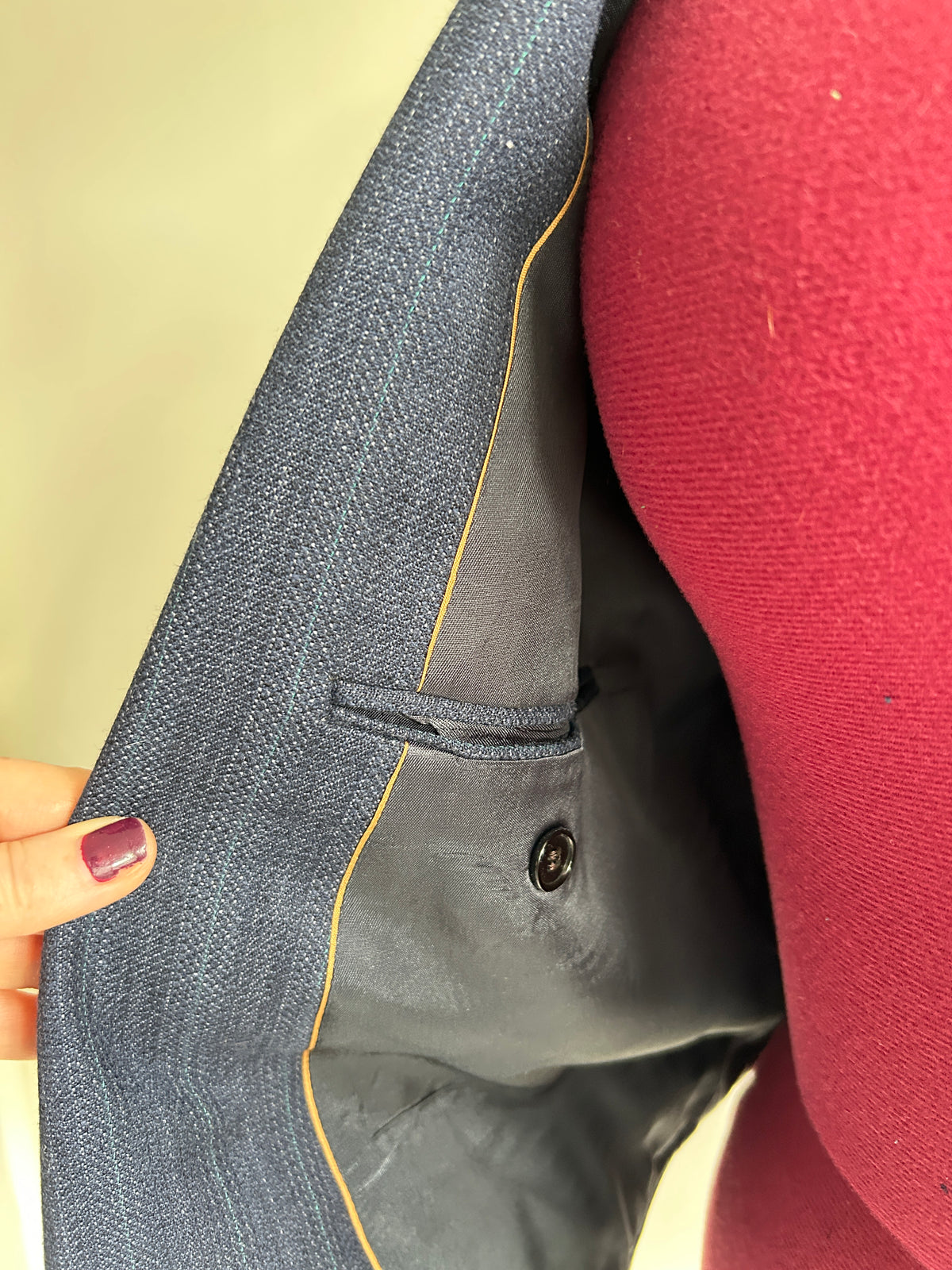Cropped Upcycled Bellissimo Virgin Wool Blazer with Denim Belt Size 2X/3X #BLAZ23X6