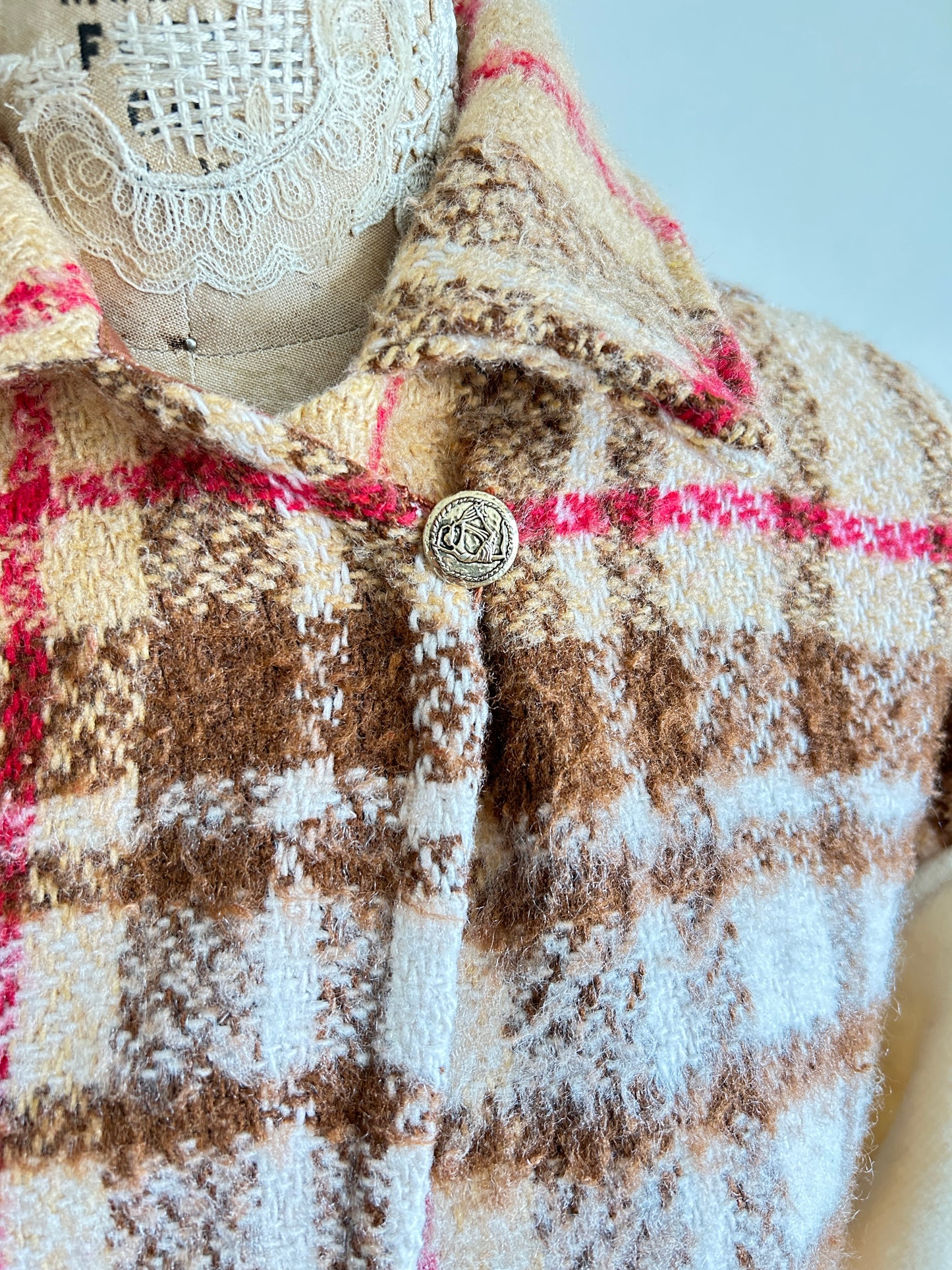 Trench with Vintage Wool Blankets Size XS/S #CTDWXSS3