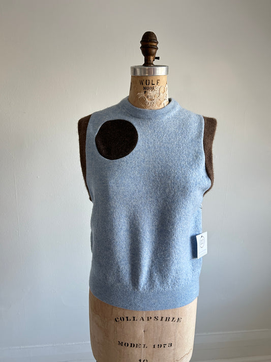 Abstract Art Patched Upcycled Cashmere Vest Size S/M #CAVSM20
