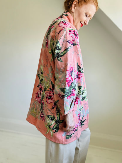Vivianne Upcycled Vintage Barkcloth & Lined Jacket Size M/L #CVJCML105