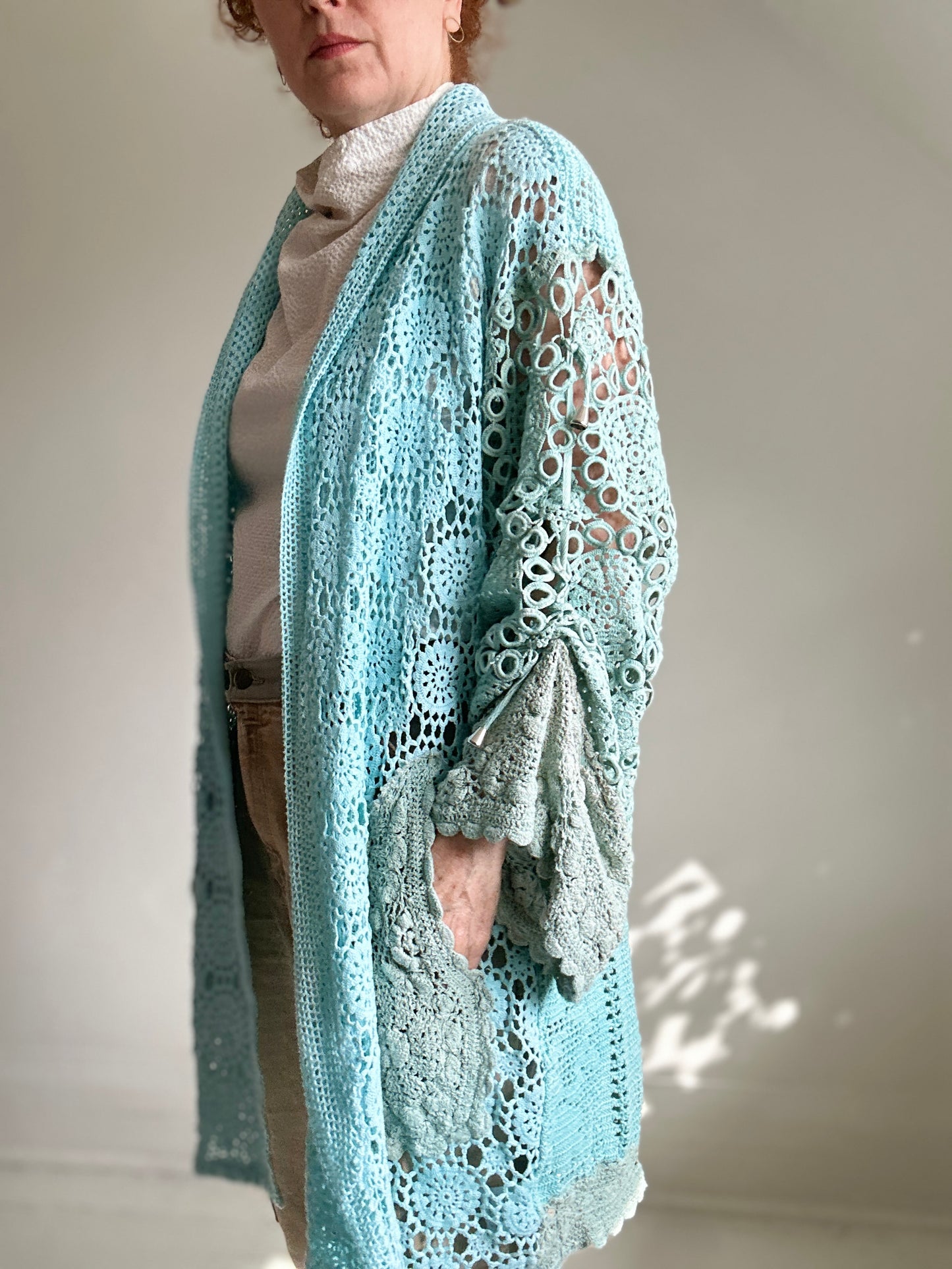 Vivianne Jacket Upcycled Cotton Crochet Size S/M #VIVCR2