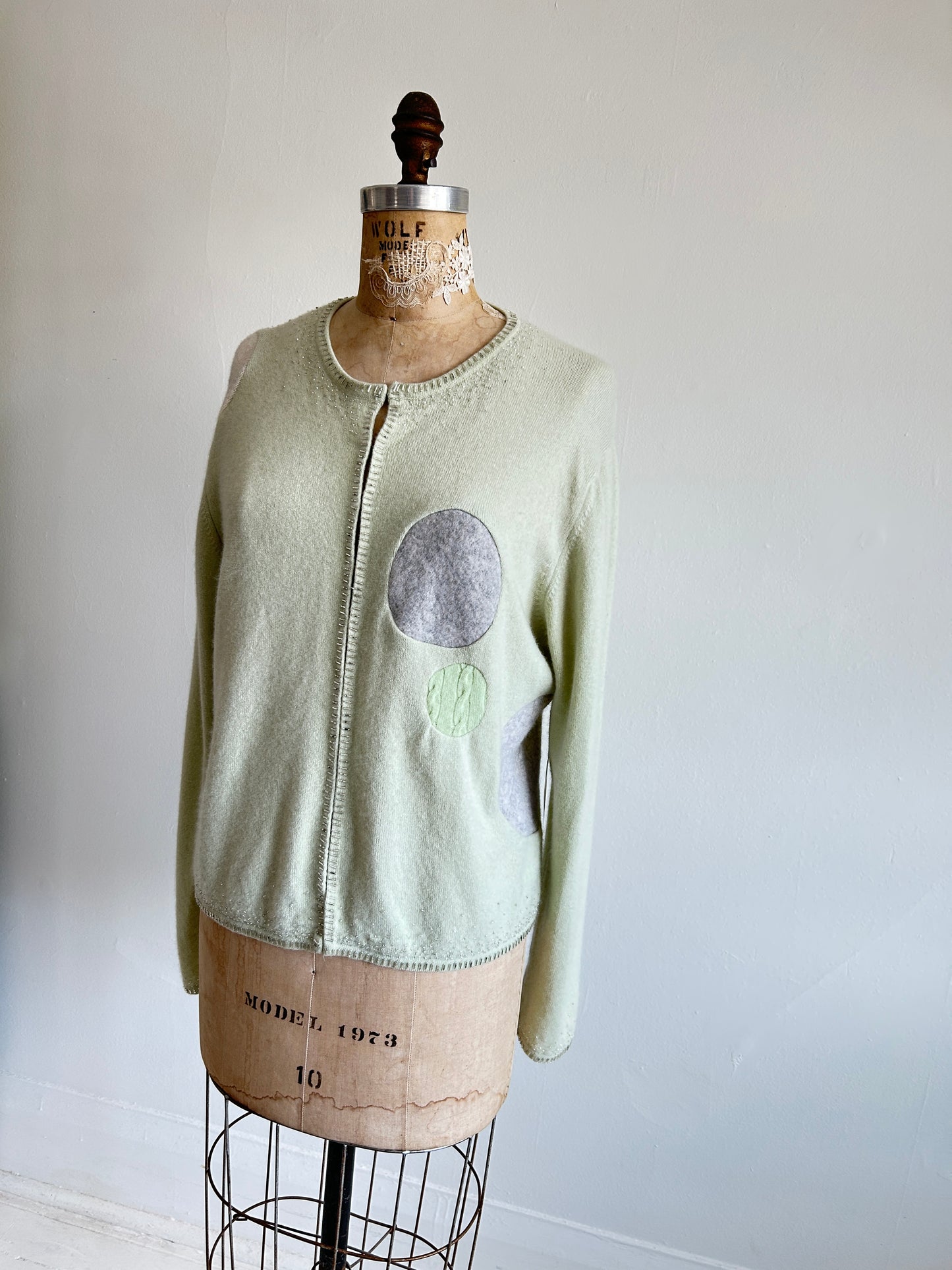 Abstract Art Patched Upcycled Cashmere Sweater L/XL #CASLXL23