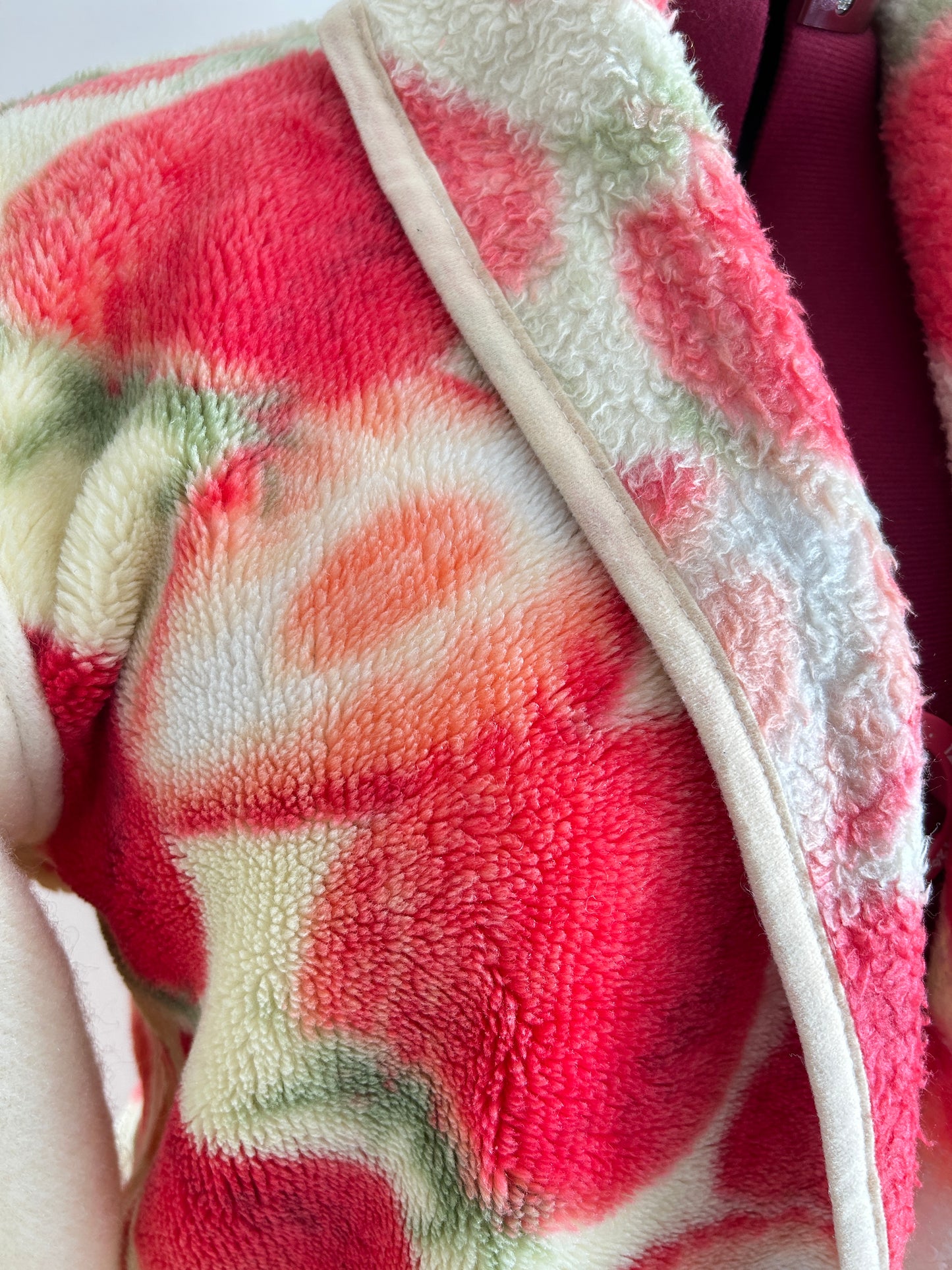Vivianne Jacket with Upcycled Fleece & Wool Throw Blanket Strawberry Size XL/2X #VIVFLE4