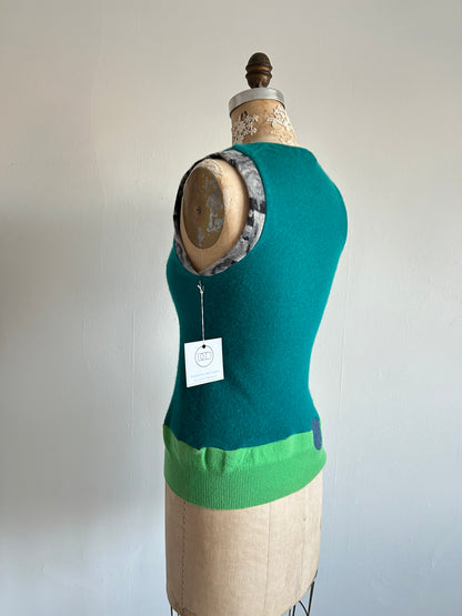 Abstract Art Patched Upcycled Cashmere Vest Size XS/S #CAVXXS26