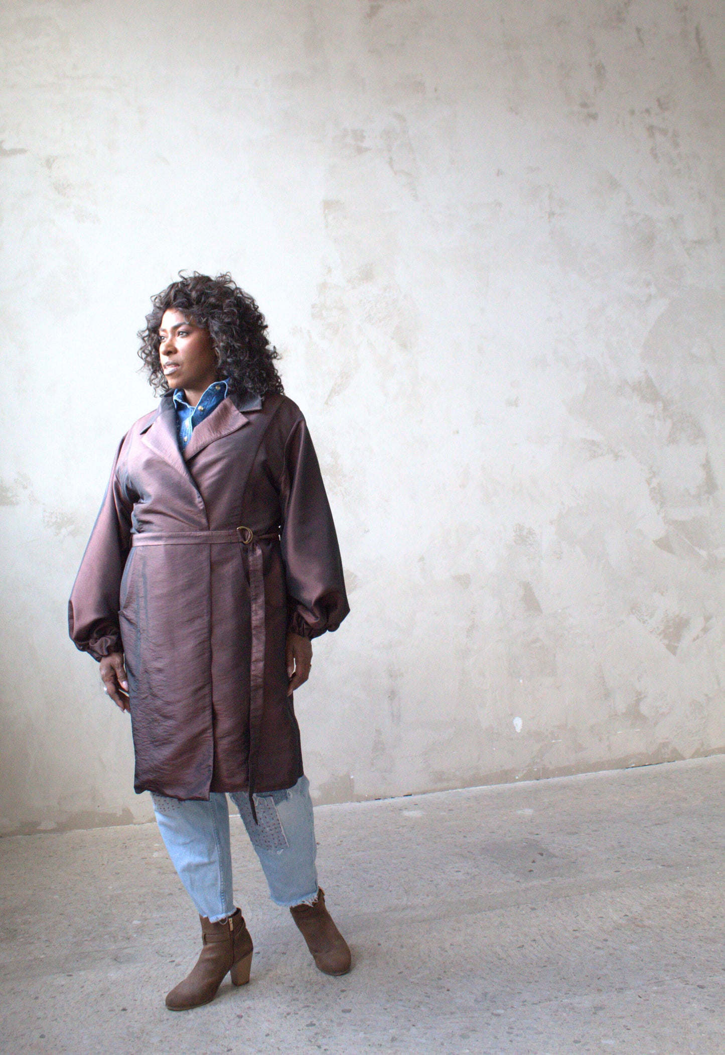 Edit Trench with Lightweight Tafetta Chocolate Sizes XS-3X #CTEC