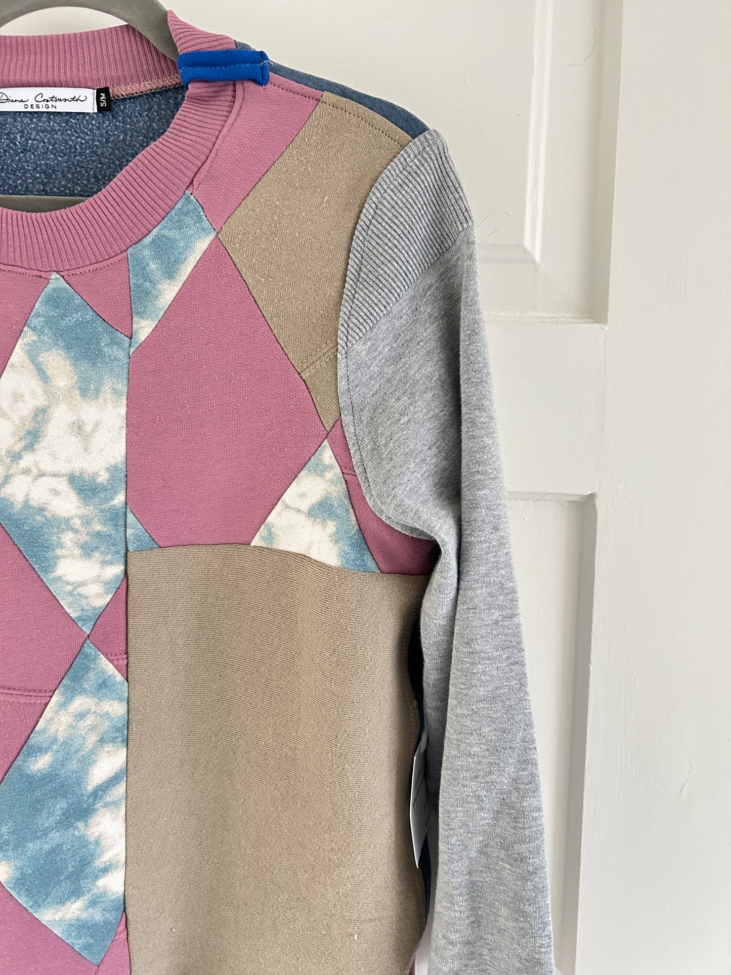 Harlequin Sweatshirt with Upcycled Textiles S/M #SSSM1