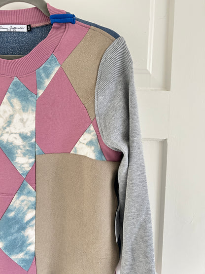 Harlequin Sweatshirt with Upcycled Textiles S/M #SSSM1