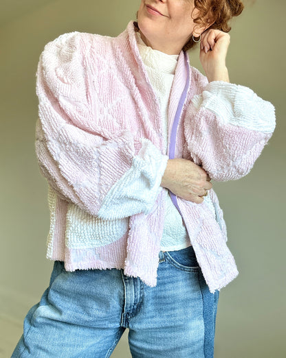 Vivianne Cropped Jacket with Upcycled Vintage Chenille Size 2X/3X #CVCCH23X22