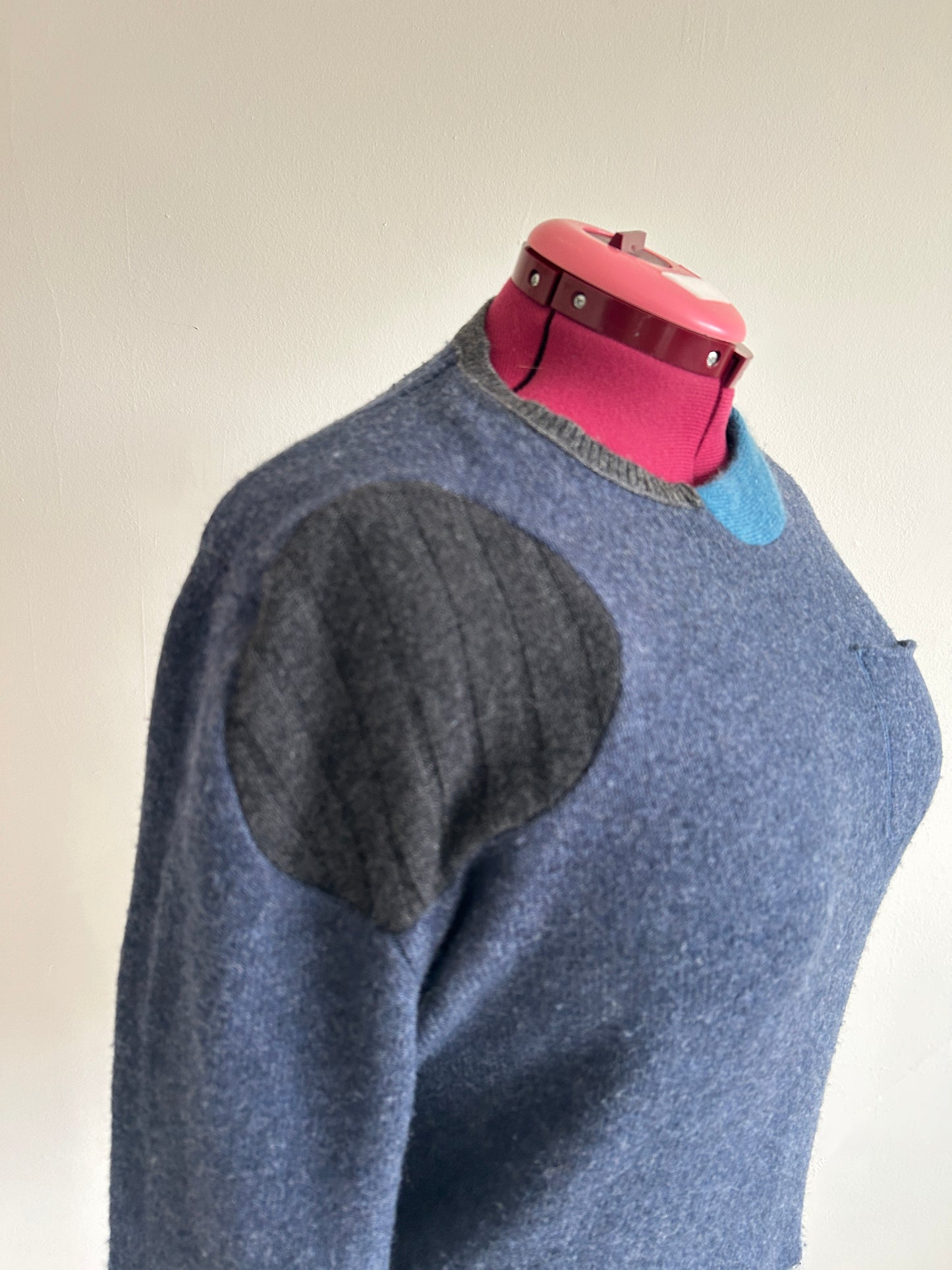 Abstract Art Patched Upcycled Wool, Angora & Cashmere Sweater XL/2X #CAS23X31