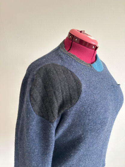 Abstract Art Patched Upcycled Wool, Angora & Cashmere Sweater XL/2X #CAS23X31