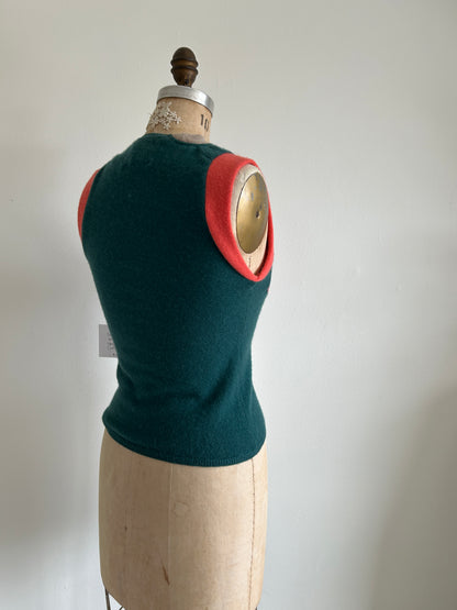 Abstract Art Patched Upcycled Cashmere Vest Size XS #ARTV11