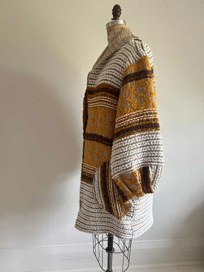 Vivianne Jacket with Upcycled Vintage Throw Blanket M/L #CVJTML9