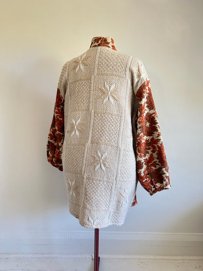 Vivianne Jacket with Upcycled Vintage Coverlet & Throw Blanket 2X/3X #CVJT23X1