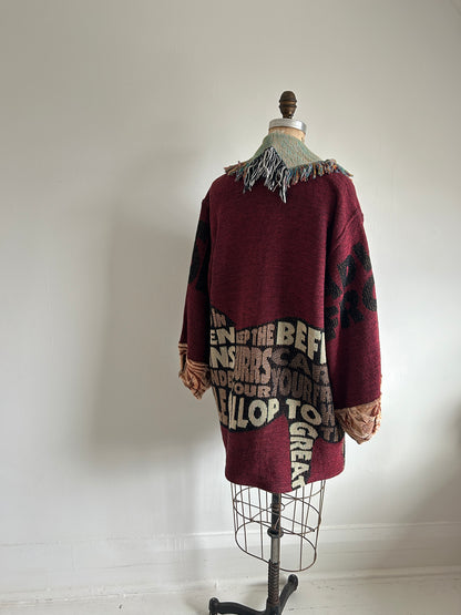 Vivianne Jacket with Upcycled Vintage Throw Blanket Horse Theme S/M #CVJTSM28
