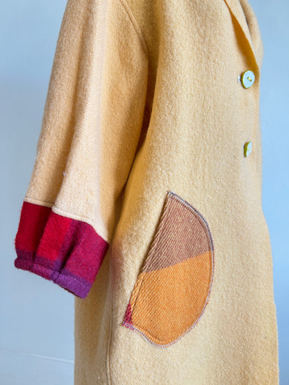 Vivianne Duster with Upcycled Vintage Wool Blanket & Handmade Ceramic Buttons Size M/L #CVDWML51