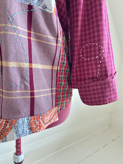 Reworked “Tuxedo Workwear” Buttondown Shirt with Handstitching 2X #TB23X7