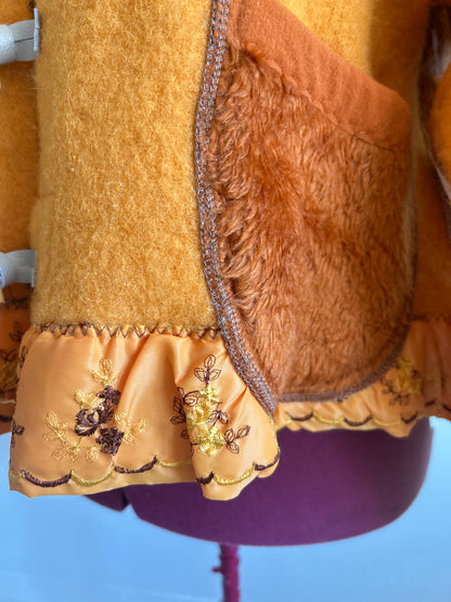 Vivianne Cropped Jacket with Upcycled Vintage Virgin Wool & Fleece Blankets Size 2X/3X #CVCW23X1