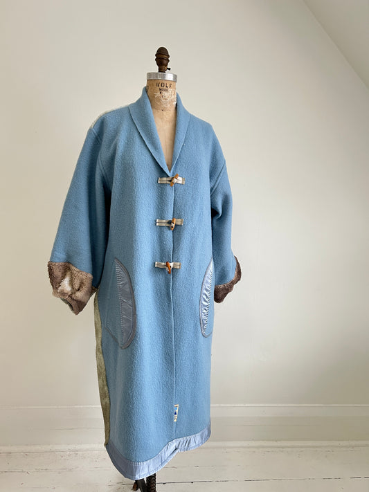 Vivianne Duster with Upcycled Fleece & Vintage Kenwood Wool Blanket Horse Theme Size M/L #CVDWML33