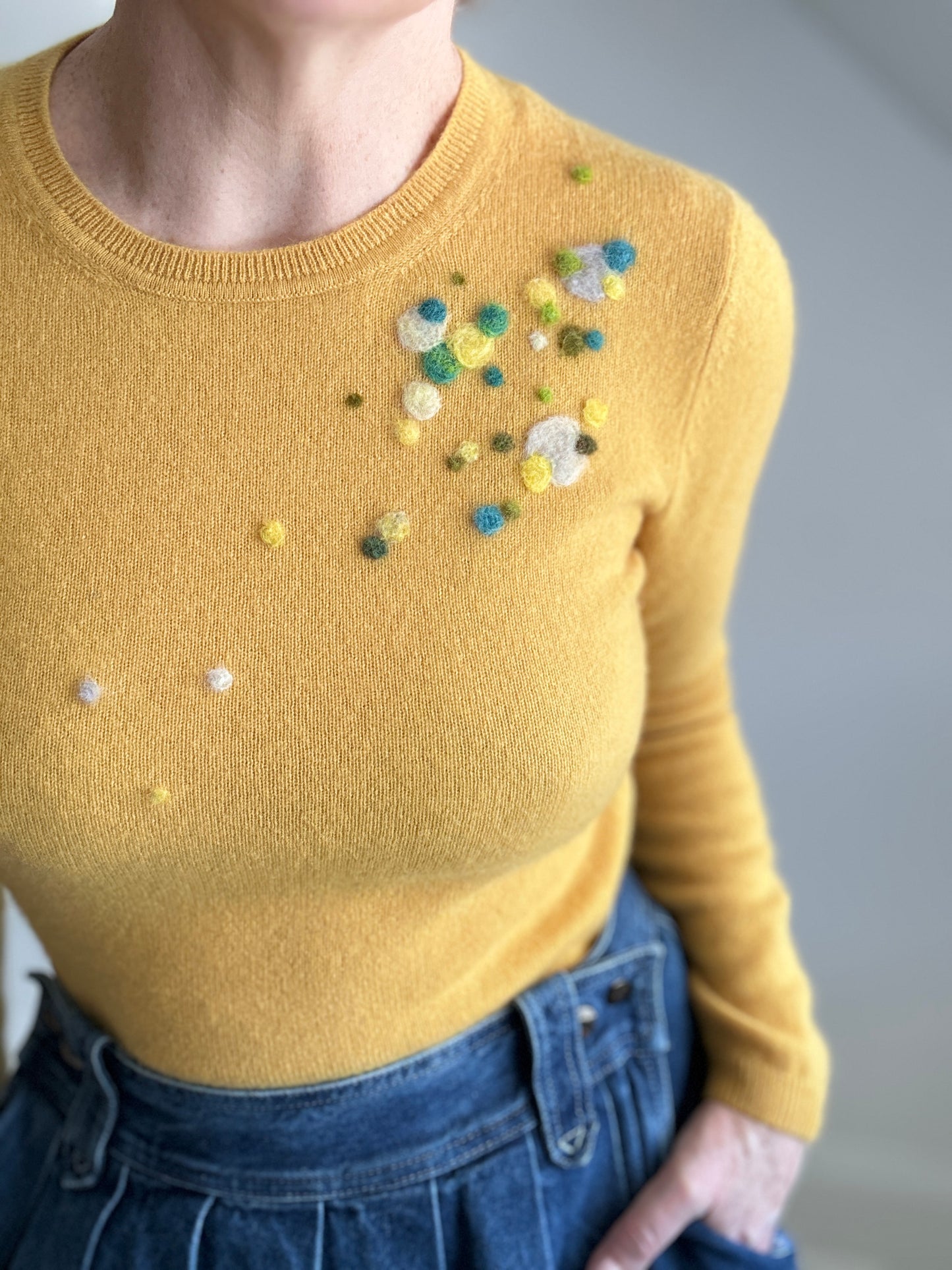 Needlefelted Confetti Cashmere Sweater S/M #CONCASSM2