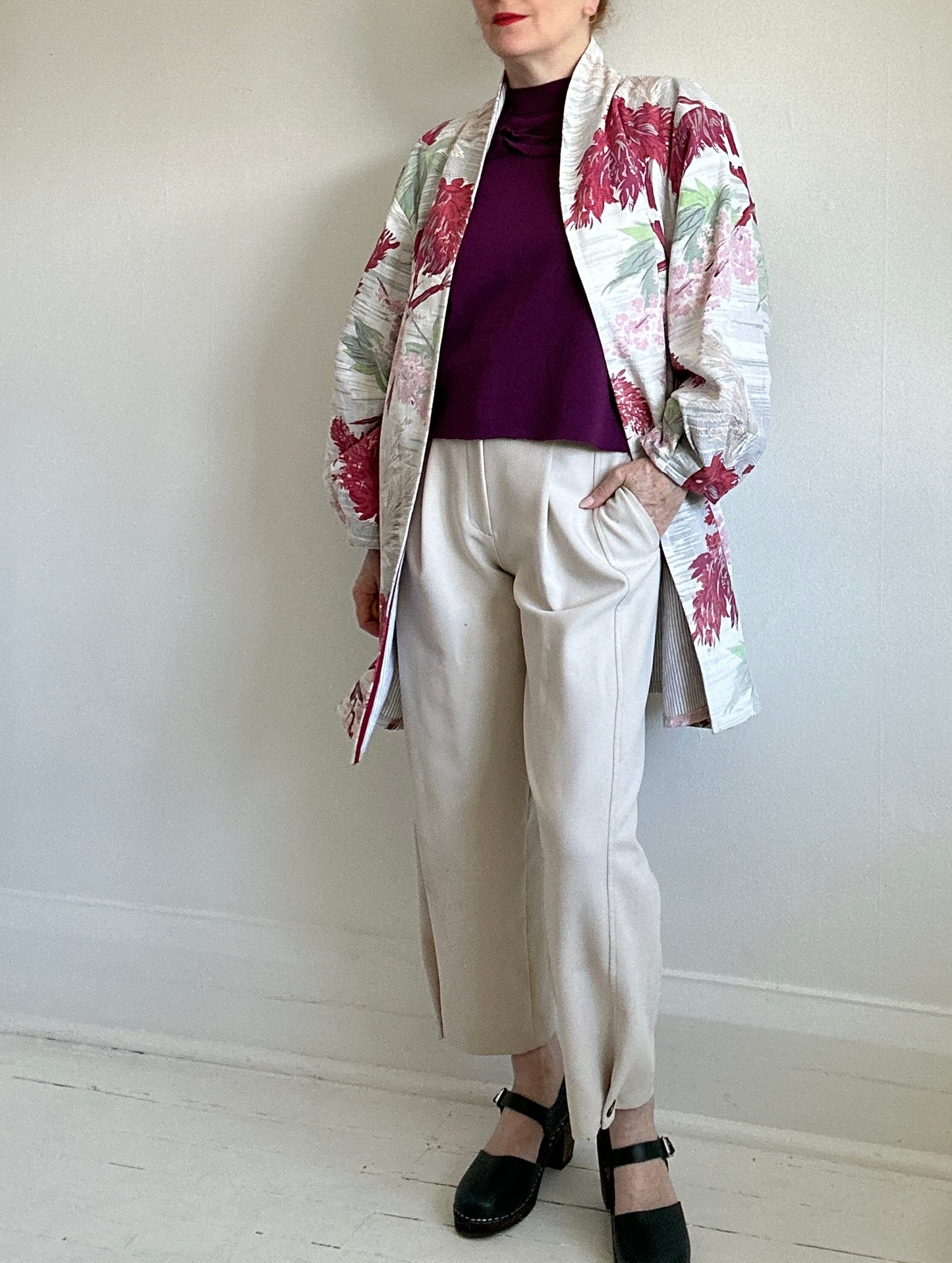 Vivianne Upcycled Vintage Barkcloth & Lined Jacket Size 2X/3X #CVJC23X106