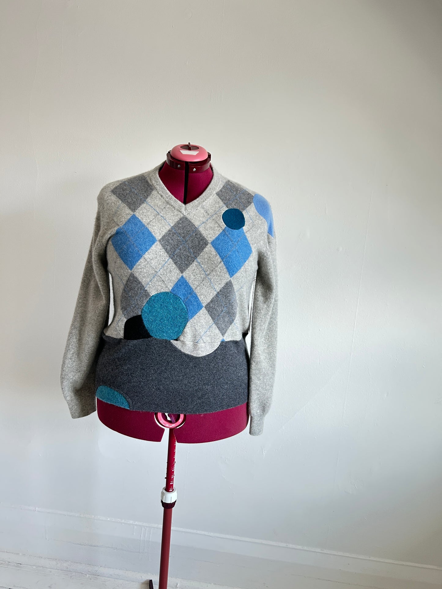 Abstract Art Patched Upcycled Cashmere Sweater L/XL #CASLXL25