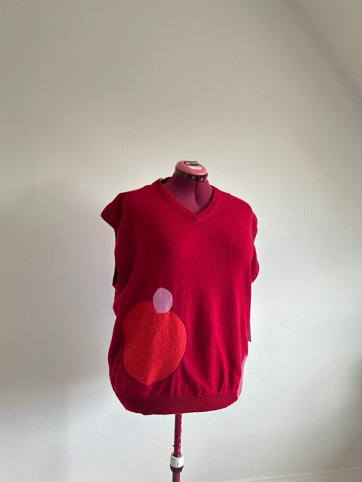 Abstract Art Patched Upcycled Cashmere Vest Size 3X/4X #CAV34X31