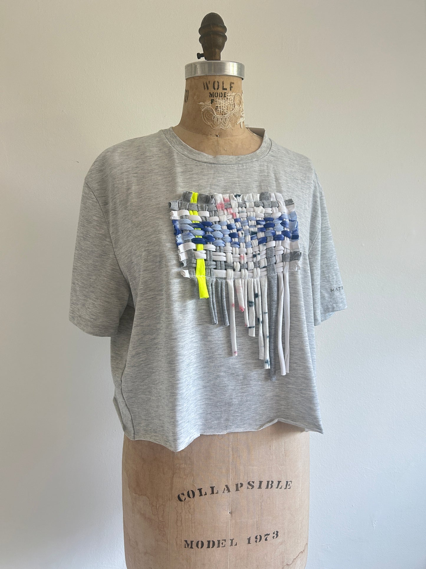 Reworked Preloved Cropped Tshirt - Woven Series Size L/XL #TSHIRT9