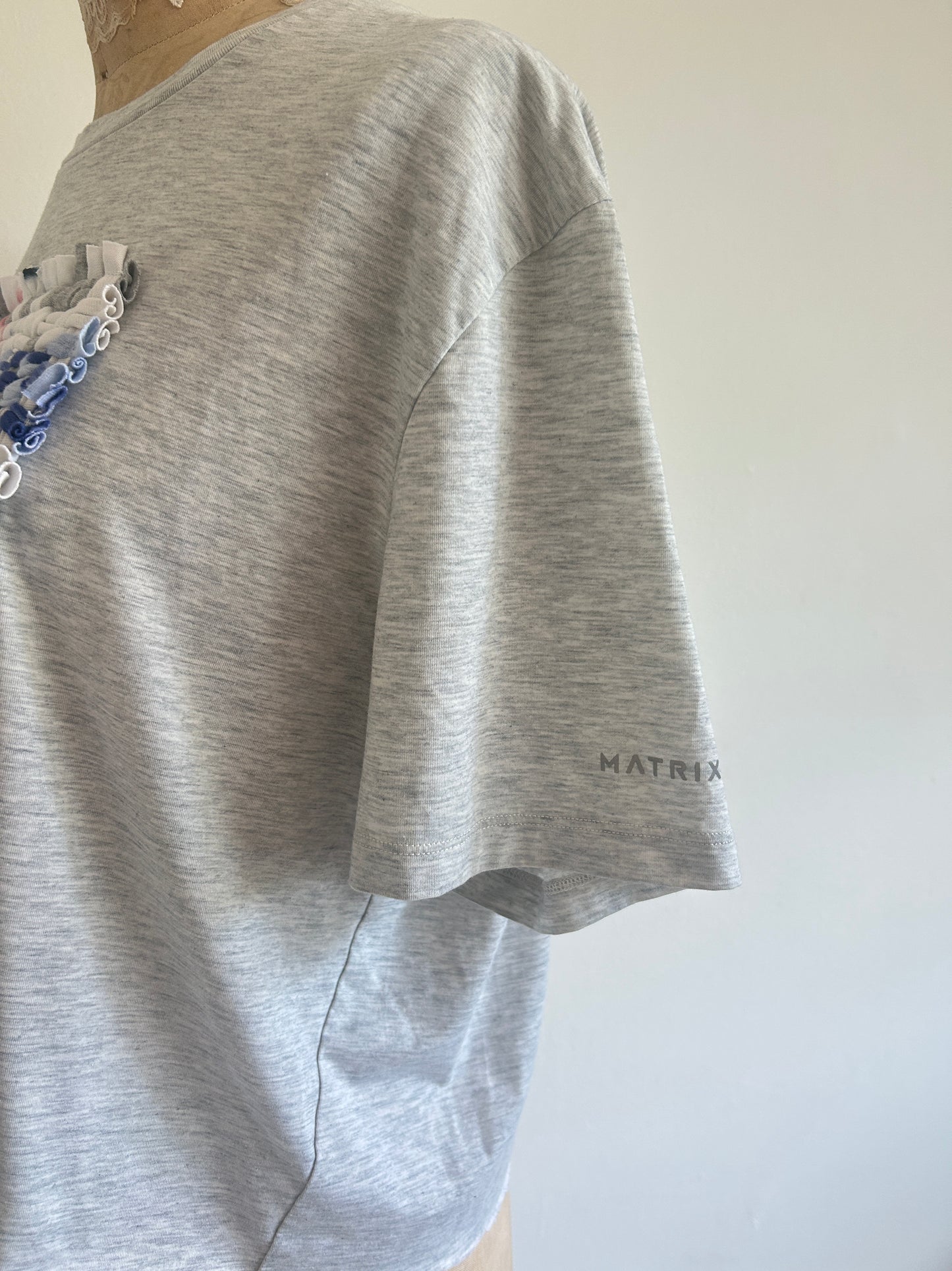 Reworked Preloved Cropped Tshirt - Woven Series Size L/XL #TSHIRT9