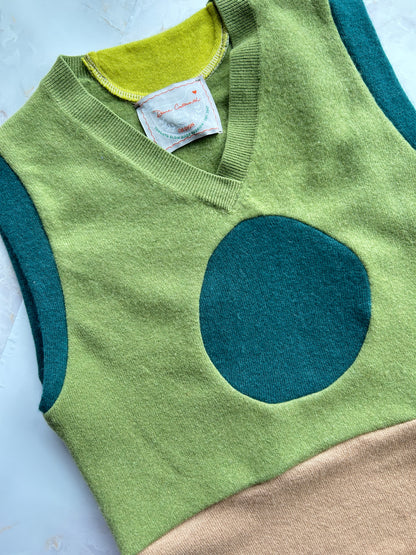 Abstract Art Patched Upcycled Cashmere Vest Size XS/S #ARTV10