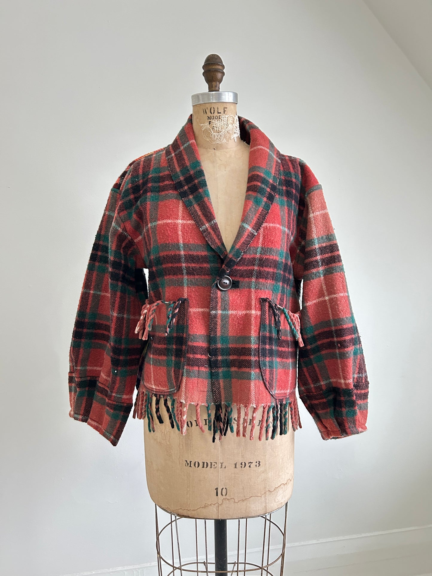 Vivianne Cropped Jacket with Upcycled Vintage Wool Size M/L #CVCWML46