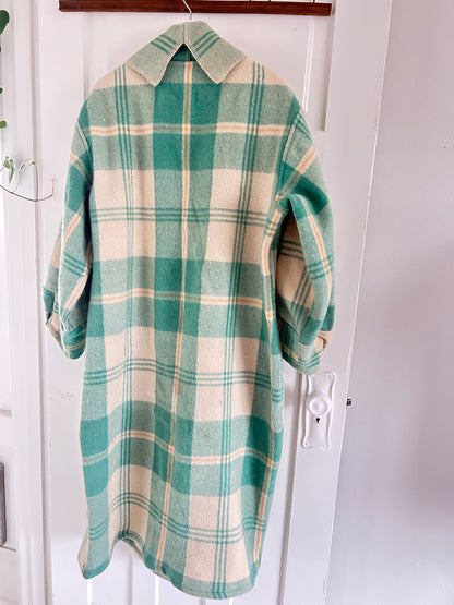 Vivianne Duster with Upcycled Vintage Wool Blanket & Handmade Ceramic Button Size XL/2X #CVDWX2X13