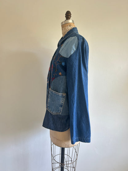 Upcycled Modern Workwear Denim Shirt - Circle Series Size M/L #DENML5