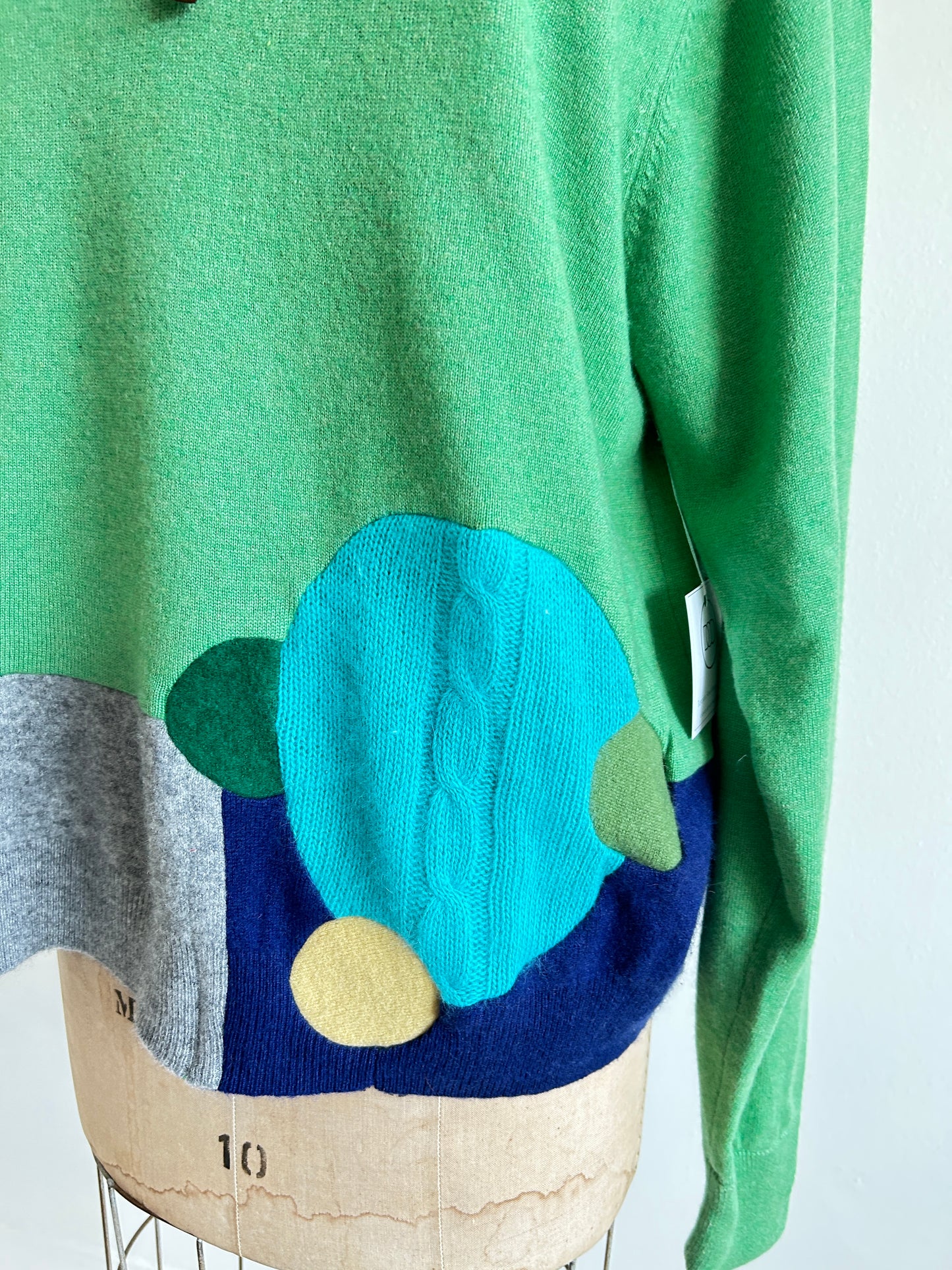 Abstract Art Patched Upcycled Cashmere Sweater 2X/3X #CAS23X20