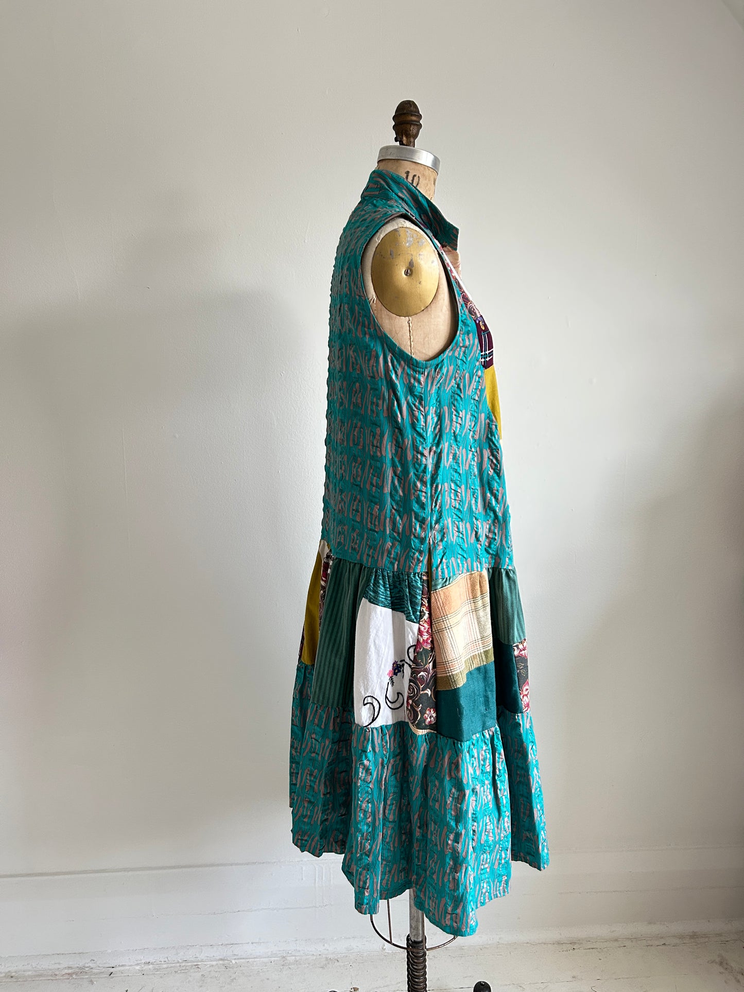 Carrie Dress - One of a Kind Upcycled & Vintage Textiles Size S/M #CAR10