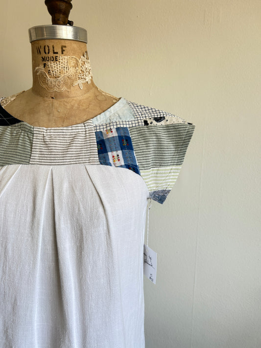 Peony Top - One of a Kind Upcycled Cotton & Linen Size XS #PEO31