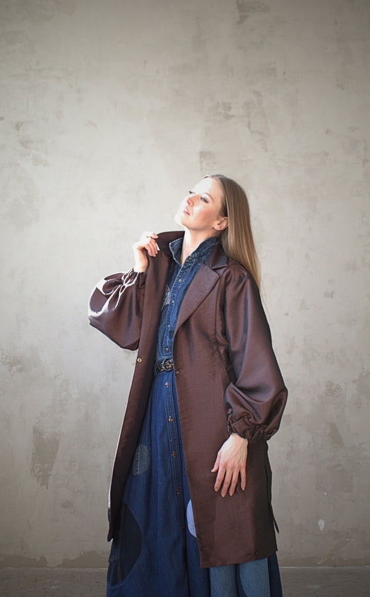 Edit Trench with Lightweight Tafetta Chocolate Sizes XS-3X #CTEC