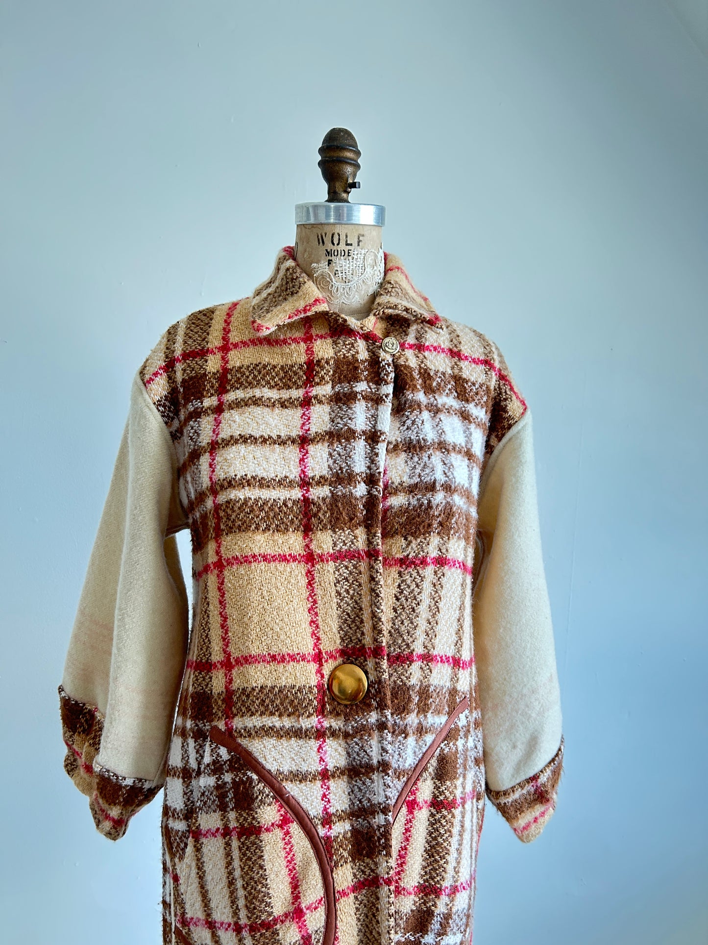 Trench with Vintage Wool Blankets Size XS/S #CTDWXSS3