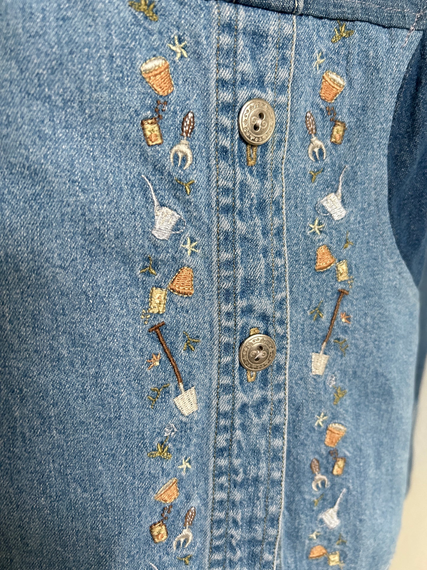 Upcycled Modern Workwear Denim Shirt - Circle Series Size S/M #DBSM5